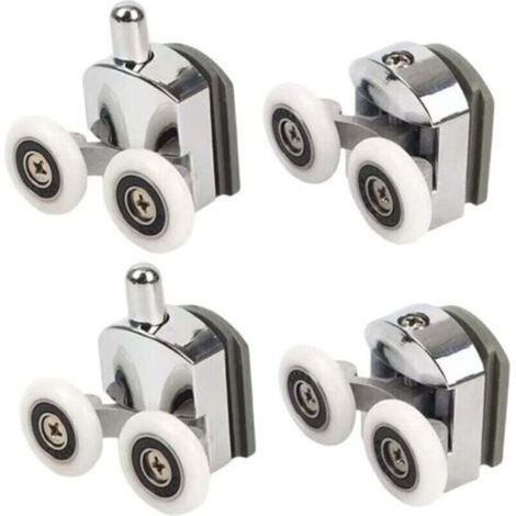 Rotelle per doccia, 4 pezzi – Rotelle doppie superiori e inferiori – Per vetro di spessore da 4 a 6 mm – Diametro 23 mm (1/5)