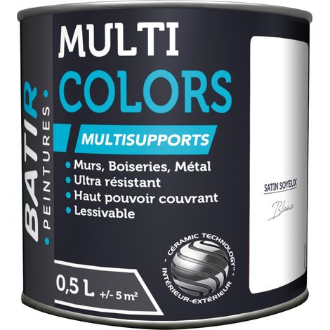 Satin-glänzende Mehrzweckfarbe für Bauarbeiten, 0,5 l, Weiß