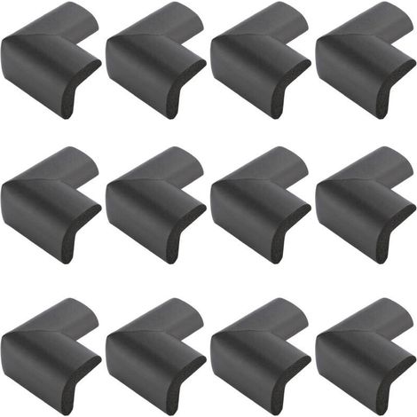 Lot de 12 Protections d'Angle Autocollantes pour Bébé - JINFGERNE - Sécurisez les Coins des Tables et Meubles, Mousse Sûre et Durable, Installation Facile, Noir