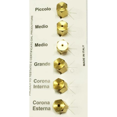 6 UGELLI PASSO 6 MB INIETTORI KIT A GAS METANO CUCINE GAS PIANI COTTURA 2 ME