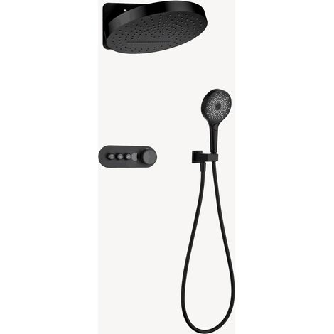 Packung mit Thermostat-Einhandmischer für UP-Runddusche Wasserfall - Schwarz