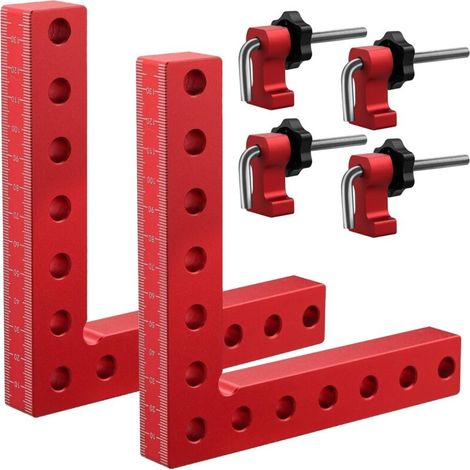 6Pcs 14cm L Shape Positioning Bracket Set with 90 Degree Angle Aluminum Alloy Joint Clamp for Woodworking Tools, Used for Cabinets, Picture Frames, Drawers, Boxes