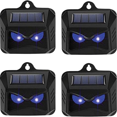 Répulsif solaire pour animaux sauvages 4 unités avec lumière LED bleue Protection efficace contre ratons laveurs, chevreuils, renards, sangliers (1/4)