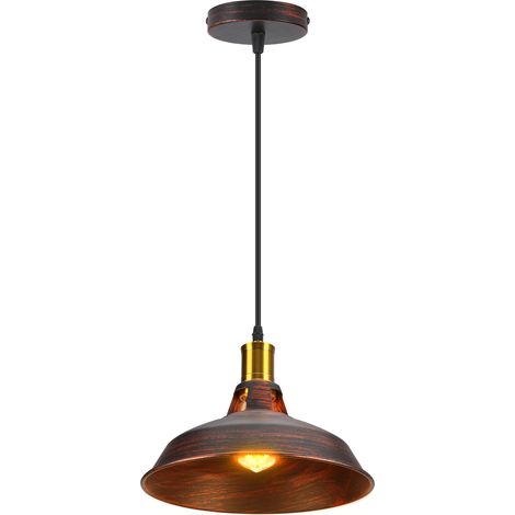Retro Pendant Light, Metal Shade, 100 cm Adjustable Cord, Ø28 cm, E27 Socket, 1PCS (1/5)