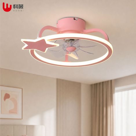 Ventilateur de plafond avec lumière LED, moteur silencieux en cuivre, pales ABS, télécommande, dimmable, Ø50cm pour chambre (1/4)