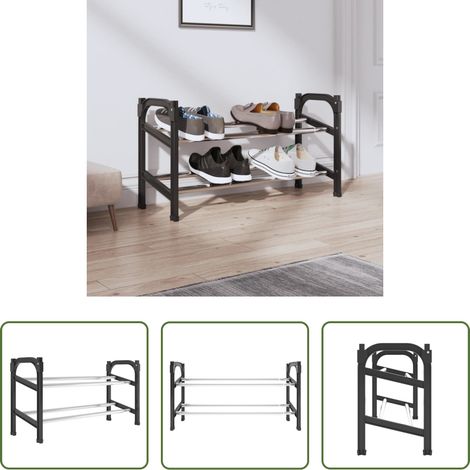 vidaXL Porte chaussures minimaliste - Meuble à chaussures extensible avec 2 étagères 119x24x37 cm (1/5)