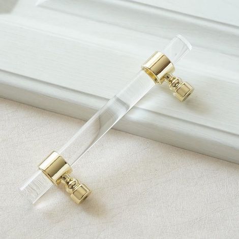 1 Maniglia per cassetto in acrilico, elegante e raffinata color oro, maniglia per mobile da cucina, pomello per cassetto di toelette, 170 x 128 x 34 mm, adatta per mobili da cucina (1/4)
