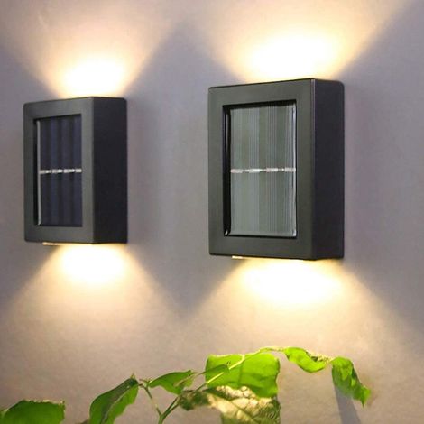 Lampe Murale Solaire - 2 LED Haut et Bas - Étanche IP65 - Pour Jardin Terrasse Allée Escalier - 2 Pièces (1/5)