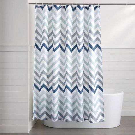 Blue wavy shower curtain, 180x180cm, machine washable, thick, waterproof, suitable for bathroom bathtubs. (1/5)