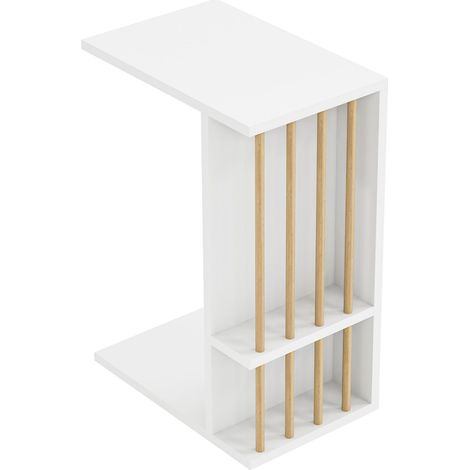Tavolino laterale in truciolare legno e plastica 44 x 29 x 65 cm bianco 030010958