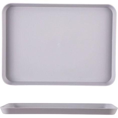 Zwei rechteckige Fast-Food-Tabletts, 24 x 32 cm, geeignet für Mittagessen, Abendessen, Cafeterias, Cafés, Nachmittagstee, Gartenpartys usw. – Grau (1/5)