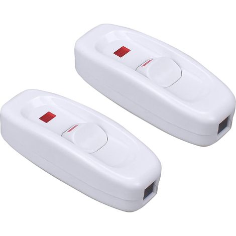 2pcs Inline Switch AC 250V 10A with LED Indicator for Bedside Table Lamp Electric Cable White (1/5)