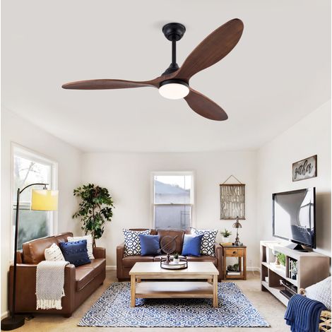 Ventilador de techo de 132 cm con luz LED, mando a distancia, motor DC silencioso, 6 velocidades, color marrón. (1/5)