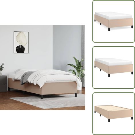 Bettgestell Cappuccino-Braun 90x190 cm Kunstleder - Betten - Bettgestelle - Schlafzimmermöbel - Kunstlederbetten - Doppelbett (1/5)
