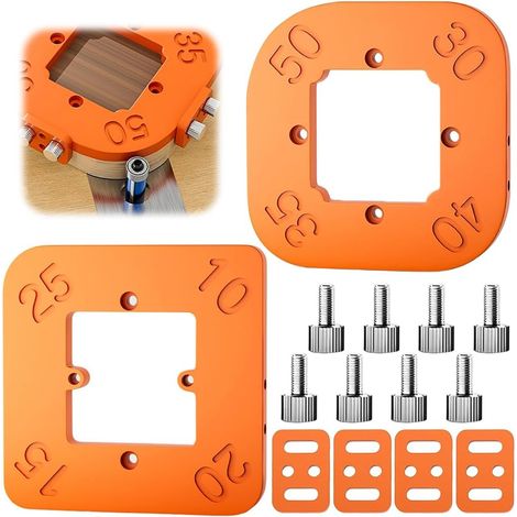 Juego de 2 plantillas de fresado - R10 R15 R20 R25 R30 R35 R40 R50 - Herramienta de posicionamiento 4 en 1 para carpintería - Herramienta de bricolaje (1/5)