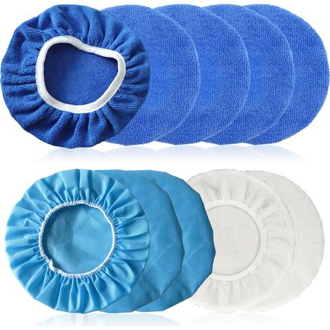 Lot de 10 Pad Polissage en Microfibre, 230 à 250 mm 3 Matériaux Tampons de Polissage Kit de Polissage pour Voiture avec fibre haute Voiture Vitre Meubles (1/5)