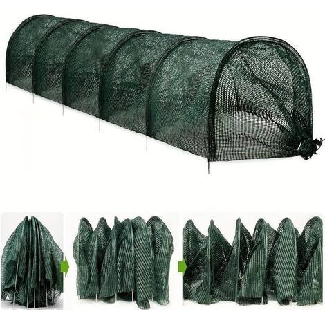 300 x 45 x 45 cm Black Plastic Agricultural Planting Tunnel with Net, Black Mesh Garden Tunnel, for Vegetable Garden, Frost Protection, Greenhouse without Support, Net Tunnel (1/4)