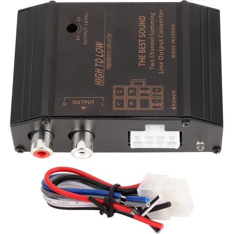 Adaptateur convertisseur haut niveau vers bas pour autoradio 12V, connecteur RCA, anti-interférence (1/5)