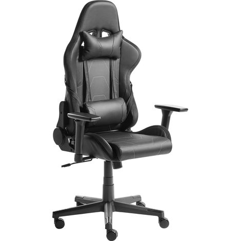 Gaming Chair Black Swivel Base Adjustable Height Armrests Headrest Home Office Gaming Room Modern VOLTIXA (1/5)