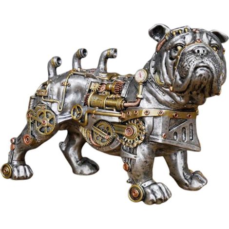 Mechanische Hundefigur, Steampunk-Bulldoggen-Skulptur, Schreibtischornament aus transparentem Harz, Fensterdekoration. (1/3)