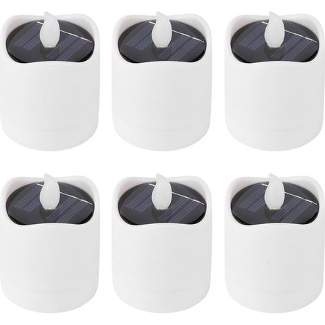 Vela Led Solar - Impermeable - Forma De Vela - Diámetro 5,5 Cm - Altura 8 Cm - Para Exterior Y Bodas - 6 Unidades (1/5)