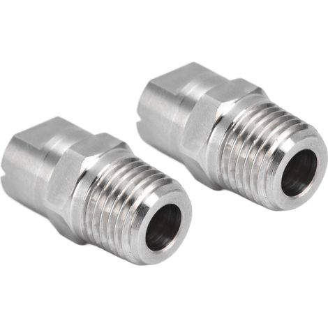 Lot de 2 embouts de pulvérisation plats en acier inoxydable, robustes et durables, à débit d'eau réglable et à grand angle de pulvérisation (95°). (1/5)