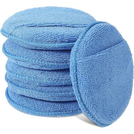 Lot de 6 tampons applicateurs de Cire en Microfibre pour l'entretien de la Voiture, Tampon applicateur en Microfibre avec Poche (1/4)