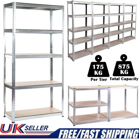 Heavy Duty 5 Tier Garage Shelving Units Metal Storage Shelves Shed Utility Rack Greenhouse Shelving,180cm x 90cm x 40cm,175KG Per Shelf (1/5)