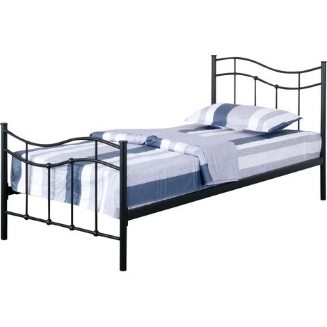 Bett ODETTE – 90x190 cm – Metallrahmen – Lattenrost inklusive – Authentischer Stil