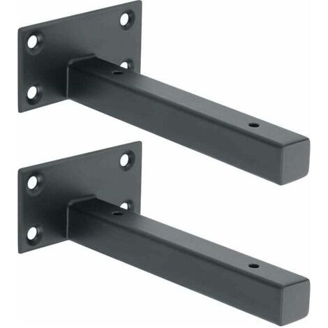 Équerre Étagère Industrielle Support Étagère à Fixation Murale en Acier Inoxydable Équerre Métale pour Planche Flottante Support Dissimulé Noir Mat, 2Pcs, EJT150B-2P (1/4)