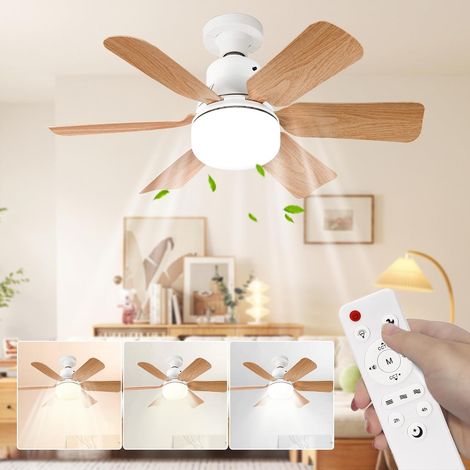 Deckenventilator mit Licht, Fernbedienung, 51 cm, Kronleuchter für Schlafzimmer, Holzoptik, 3 Geschwindigkeitsstufen, stufenlos einstellbare Helligkeit und Farbtemperatur, für Schlafzimmer, Balkone, F (1/5)