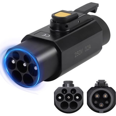 Type 2 to Type 1 Electric Vehicle Charging Adapter, 32A Max 250V IEC 62196 to SAE J1772 IP54 Converter, IP54 Certified, Compact and Lightweight for Vehicles (1/5)