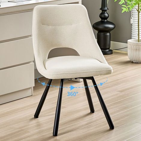 Fauteuil salon - WAFTING - Chaise pivotante 360° - Tissu imitation cachemire beige - Pieds métal - Scandinave (1/5)