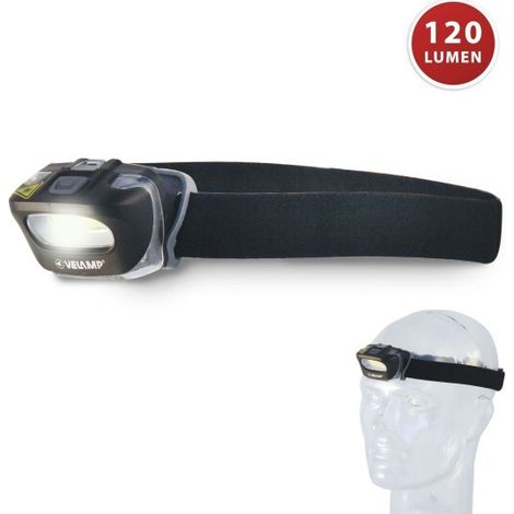 Lampada frontale torcia da testa luce 3w 120 lumen cob led batterie zeus velamp (1/5)