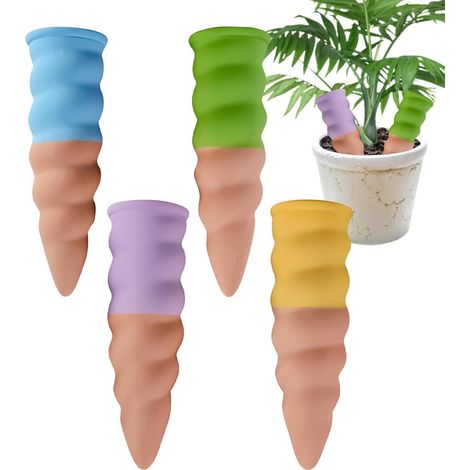 Piquets d'arrosage pour plantes d'extérieur, kit de 4 arroseurs automatiques à goutte-à-goutte, pour balcon ou jardin surélevé (1/5)