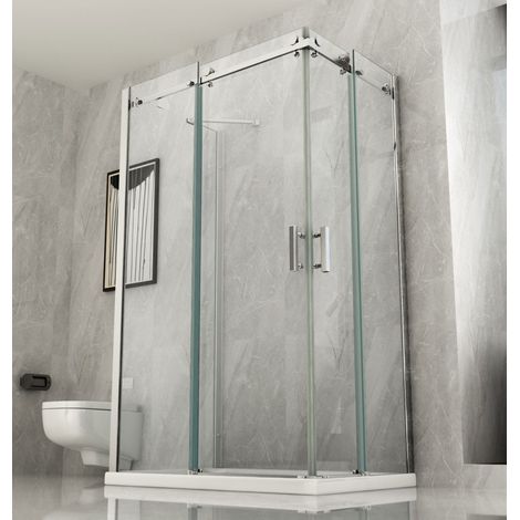 Box Doccia 3 Lati 2 Porte Scorrevoli 70 80 90 100 120 e 1 Parete Fissa Cristallo - Misura Box 3 Lati 80x100x80 (1/4)