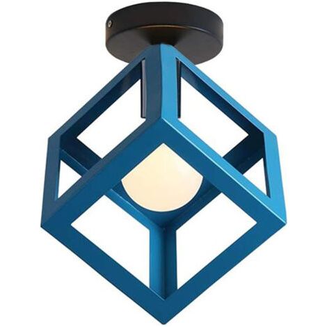 royaluxe- Lampe De Plafond En Forme De Cube Luminaire Plafonnier Moderne Plafonnier Rétro Vintage Bleu (1/5)
