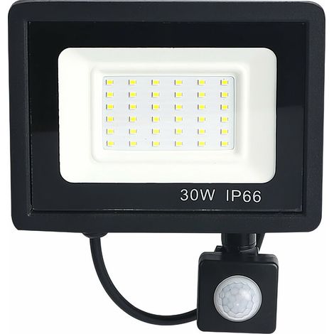 Projecteur LED 30W Noir détecteur de mouvement extérieur IP65 Température de Couleur: Blanc froid 3000k/6500K - RWProjecteur à détecteur de mouvement (1/5)