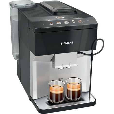 Siemens TP515D01 EQ.500 classic Kaffeevollautomat Daylight silver, Klavierlack schwarz