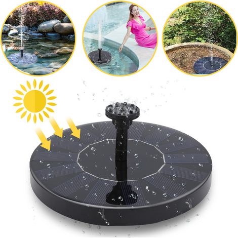 SWANEW Fontana Pompa Solare da Giardino 1.5W Pompa ad Acqua con 6 Ugelli del Pannello Solare. Decorazione per Bagno per Uccelli Laghetto e Piscina (1/5)