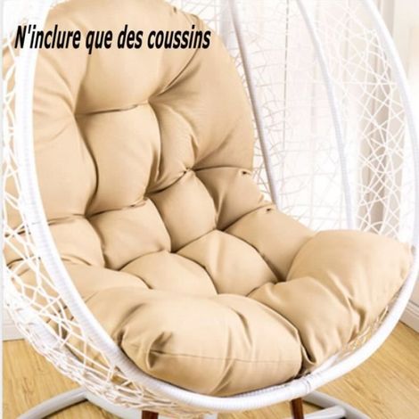 Coussin pour Fauteuil Suspendu Oeuf avec Oreiller Lavable Coussin de Chaise Suspendue Exterieur épais Coussin, 120x80cm,Kaki (1/3)