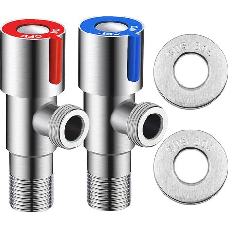 parts 1/2" Stainless Steel Angle Valve with Hose Covers for Kitchen Bathroom Garden Watering (1/5)