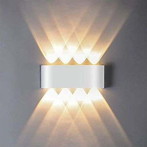 Applique Murale LED 8W, Lumière Blanc Chaud 3000K, Applique Murale étanche IP65, Décorative Lumière pour Chambre Couloir Salon Escalier Hôtel Bar（blanche） (1/5)