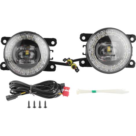 Paire universelle de phares antibrouillard ronds LED 12V avec câble, verre transparent, feu de route pour voiture (1/5)