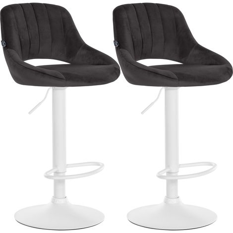 Set da 2 sgabelli da bar Milet in velluto nero Metallo bianco opaco
