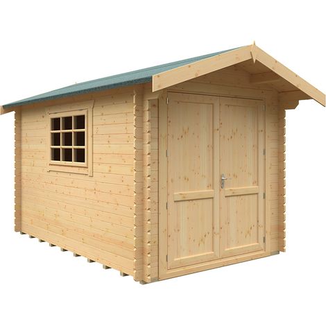 12x8 The Marlborough 28mm Cabin - L355 x W235 x H251.3 cm - Solid Wood/Softwood/Pine - Natural