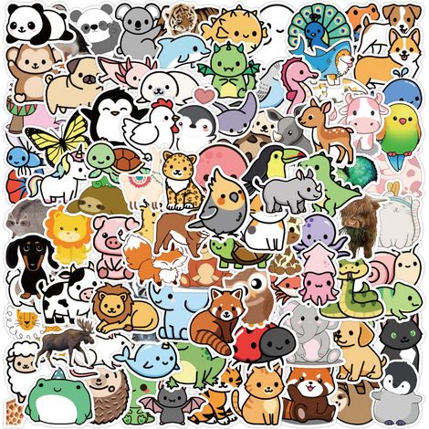 Autocollants Animaux - 100 Pièces - Vinyle Étanche - Pour Ordinateur Portable Carnet de Notes Skateboard Valise Bouteille d'Eau - 2 à 3 Pouces (1/5)