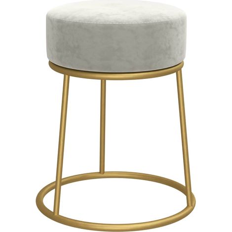 vidaXL Round Hocker Light Grey Velvet