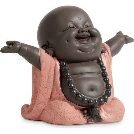 Petite statue décorative de Bouddha rieur, figurine moine heureux (1/5)