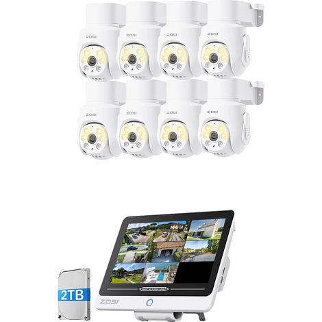 Sistema de cámaras de seguridad, detección por IA, visión de 360°, 8 cámaras de 5 MP y 2 TB de almacenamiento. (1/2)
